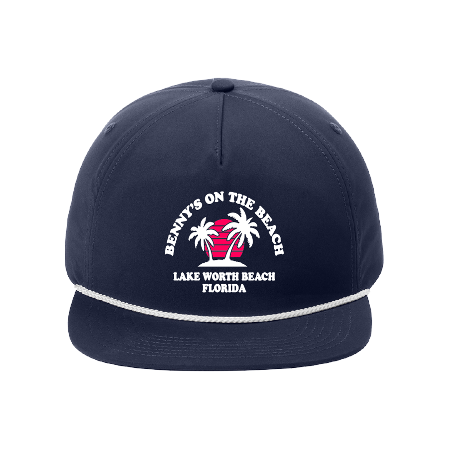 Navy Embroidered Rope Hat